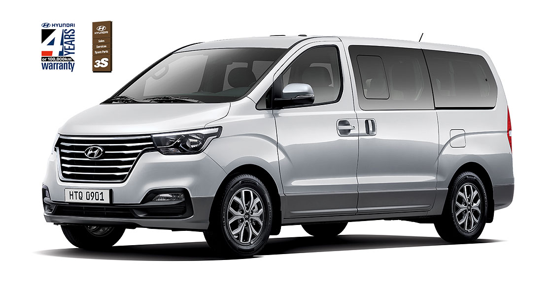 Starex image with four years warranty and Hyundai Services logo